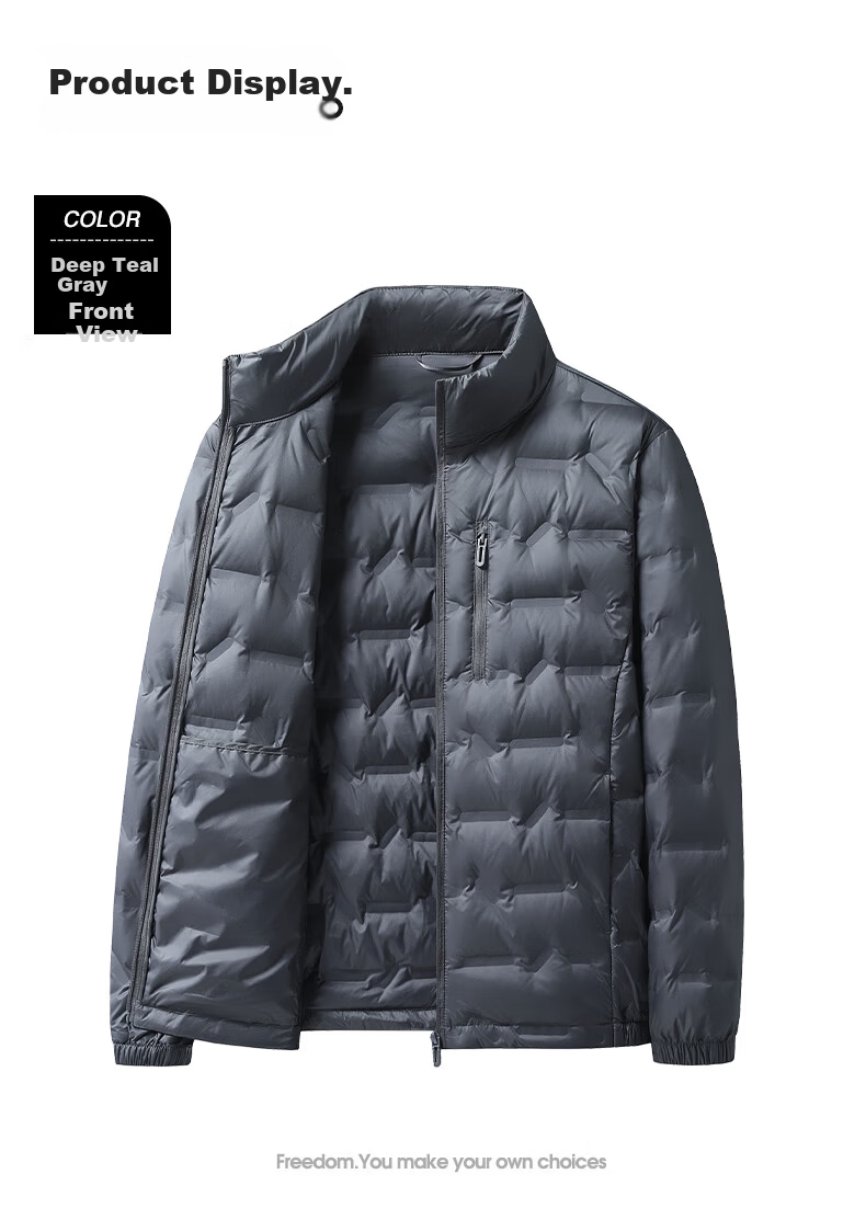 ROMON Men's Casual Workwear Down Jacket Cold-Resistant Warm Autumn Winter Stand Collar Business Coat Black 2XL Model 9968 12