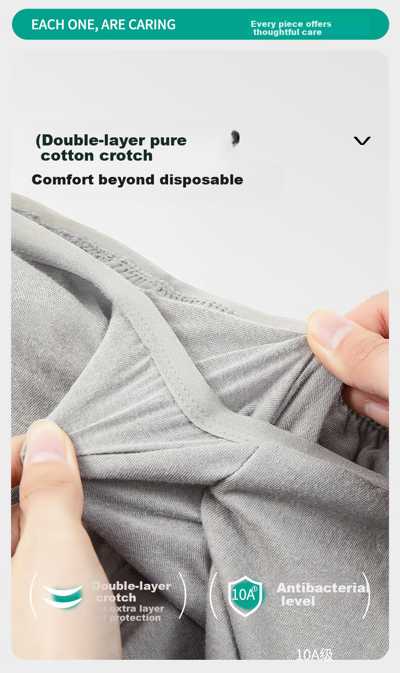 Beianshi Disposable Men's Boxer Briefs Pure Cotton Sterilized Wash-Free Travel Portable 8-Pack Gray 3XL 4