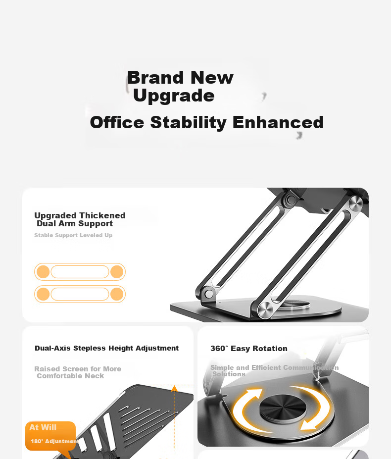 Weilaixi FZ3 Laptop Stand, Black Color, Tablet Cooler, 360° Rotating Infinite Height Adjustment Suspended Vertical Stand, for Apple Mac Lenovo Legion Portable Display Riser Desk 2