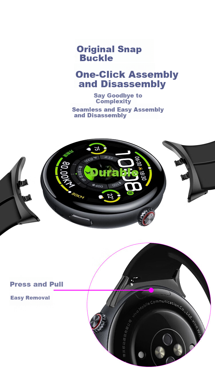 Freeson Compatible with vivo WATCH 5 Smart Sports Watch Band Liquid Silicone Soft Skin Feel Magnetic Folding Clasp Strap (22mm) Black 1