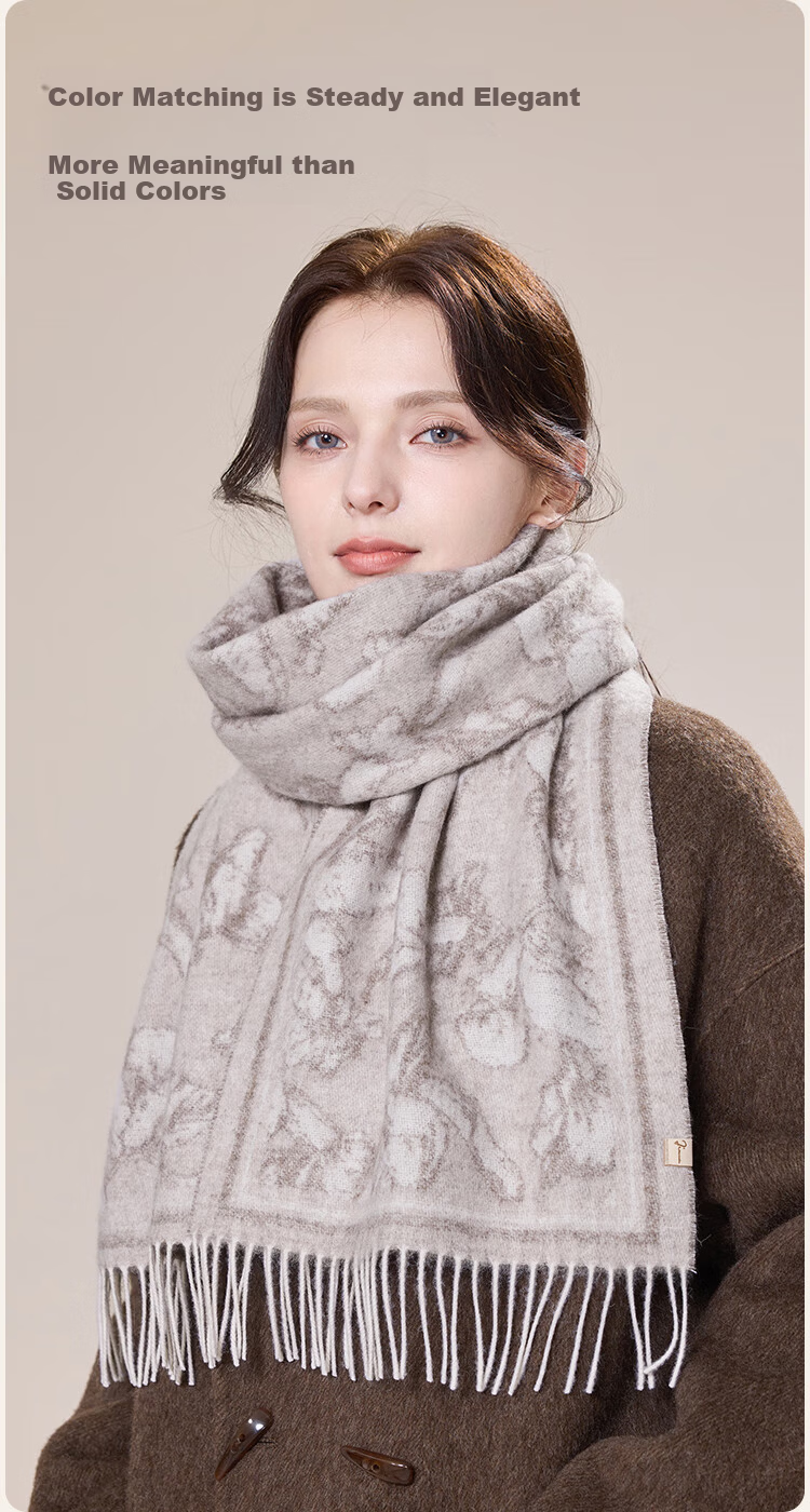 JIUMU Women's Sheep Wool Scarf Autumn Winter Warm Shawl Gift Box for Mother's Day Birthday 8