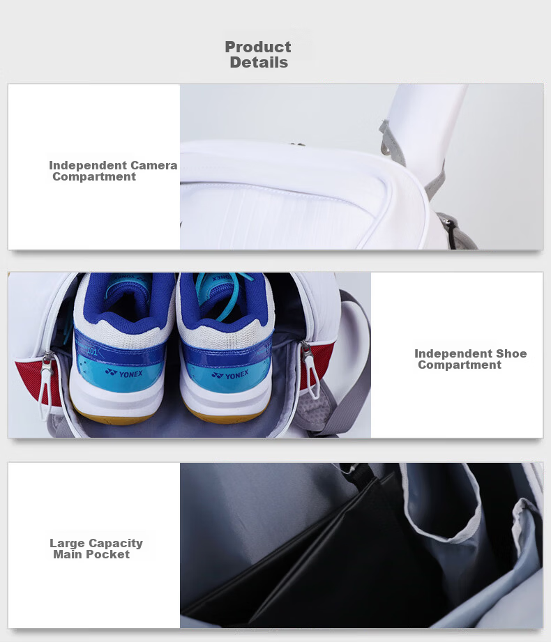 YONEX Badminton Bag National Team Edition Large Capacity Multifunctional Backpack with Separate Shoe Compartment BA02612EX White 2