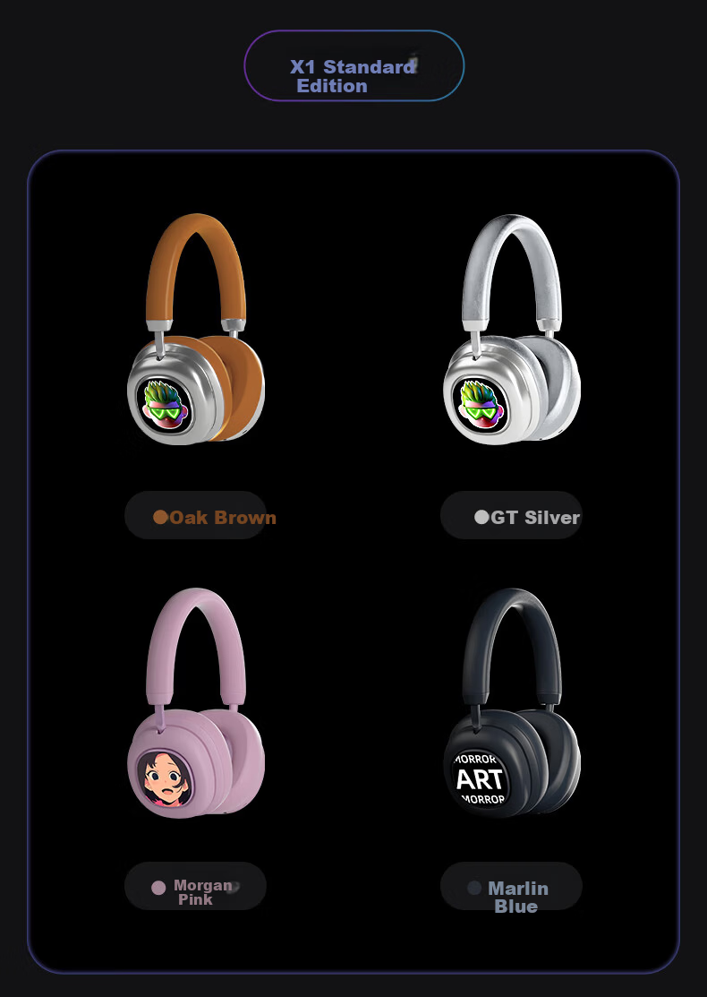 MORRORART VWS X1 Wireless Bluetooth Headphones with Active Noise Cancellation, Touch Screen, Long Battery Life, Birthday Gift, Compatible with Apple And Huawei, Standard Single Screen Version GT Silver 15