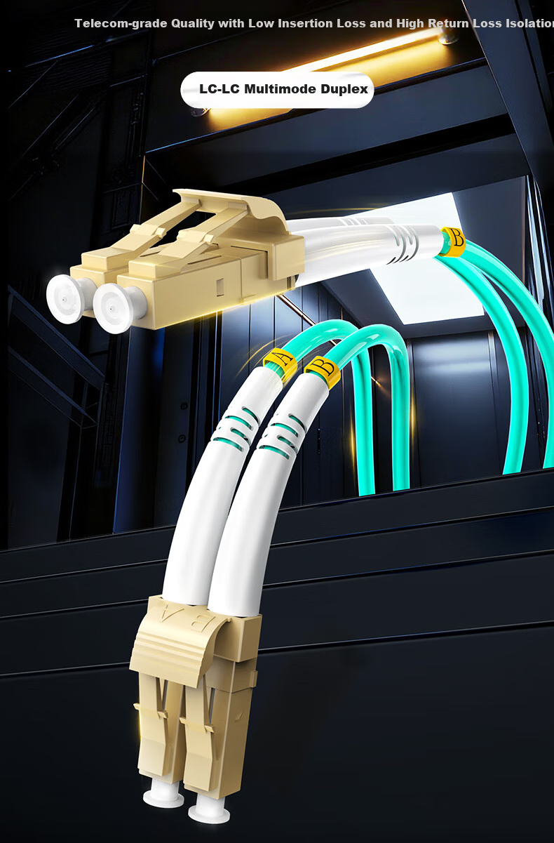 10G Multimode OM3 LC-LC Fiber Patch Cable 2-Core 2m Low Smoke Halogen-Free Flame Retardant Telecom Grade Optical Fiber Drop Cable Transceiver Pigtail 2-21231 2