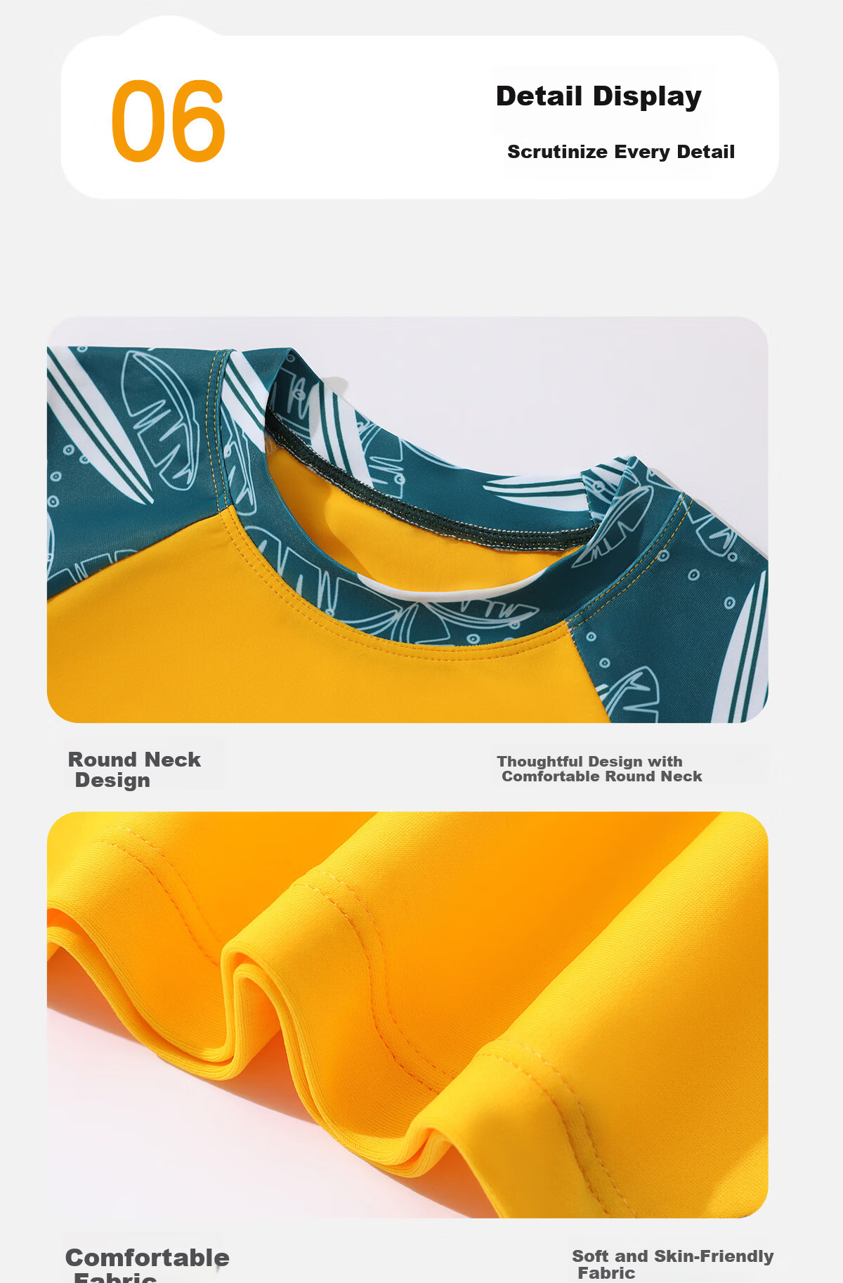 Youyou Kids Boys Short Sleeve Two-Piece Sun Protection Swimwear Professional Training Four-Piece Set 35121 Yellow 5XL 12