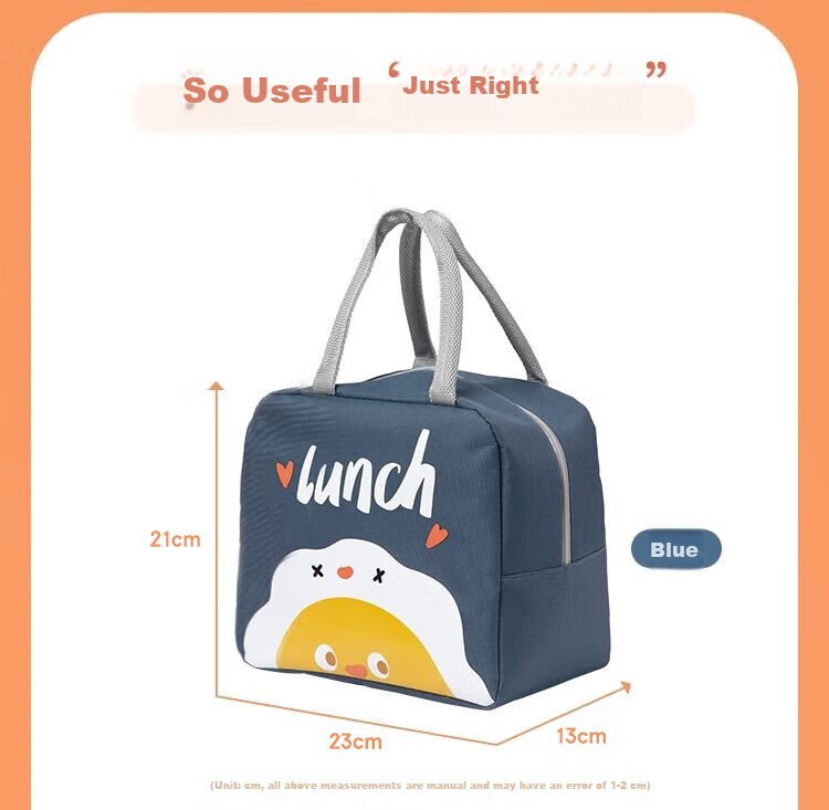 BWNK Insulated Lunch Box Bag, Handheld Bento Meal Carrier, New Thickened Aluminum Foil, Small Size Upgraded Version, Blue Insulated Model 6