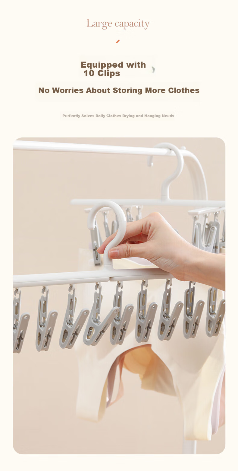 JEKO&JEKO Sock Drying Rack, Clothespin, Sock Drying Tool, Windproof Underwear Hanger 4