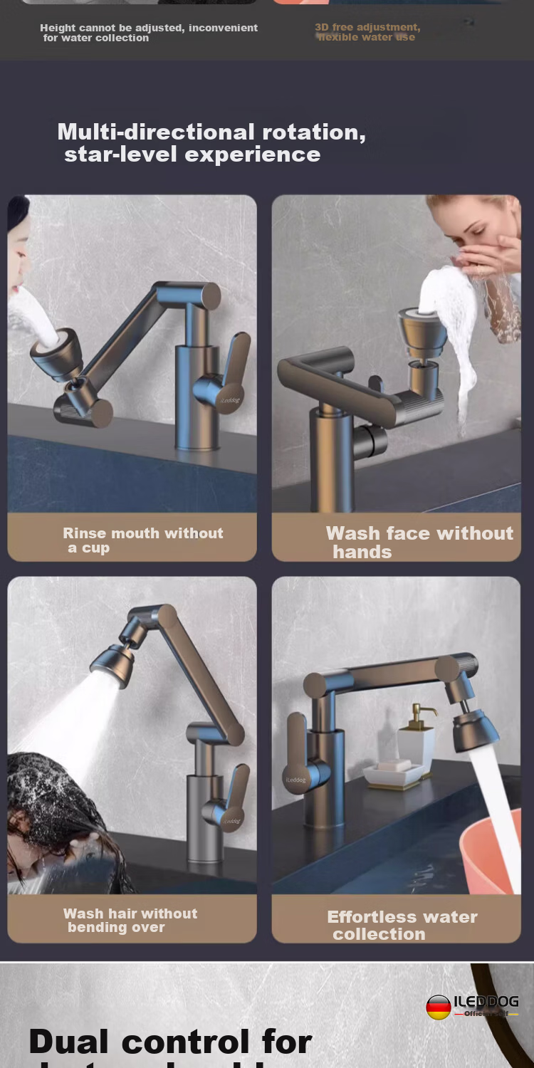 ILeddog [Germany] Mechanical Arm Universal Faucet Basin Hot and Cold Kitchen Bathroom Household Fortune Cat MPLT-ZCM 11