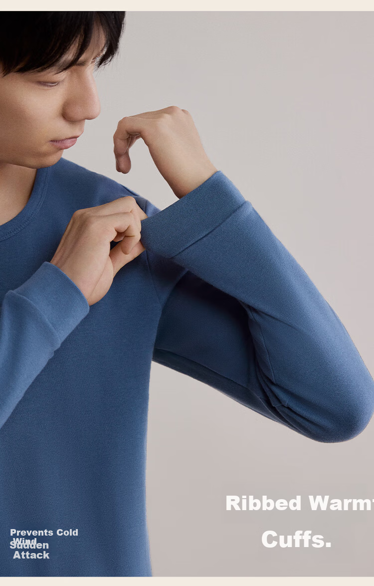 HLA Men’s Autumn Cotton Thermal Underwear Set 210g 10A Antibacterial Mite-Resistant Anti-Static Thin Warm Cotton Shirt and Pants 9
