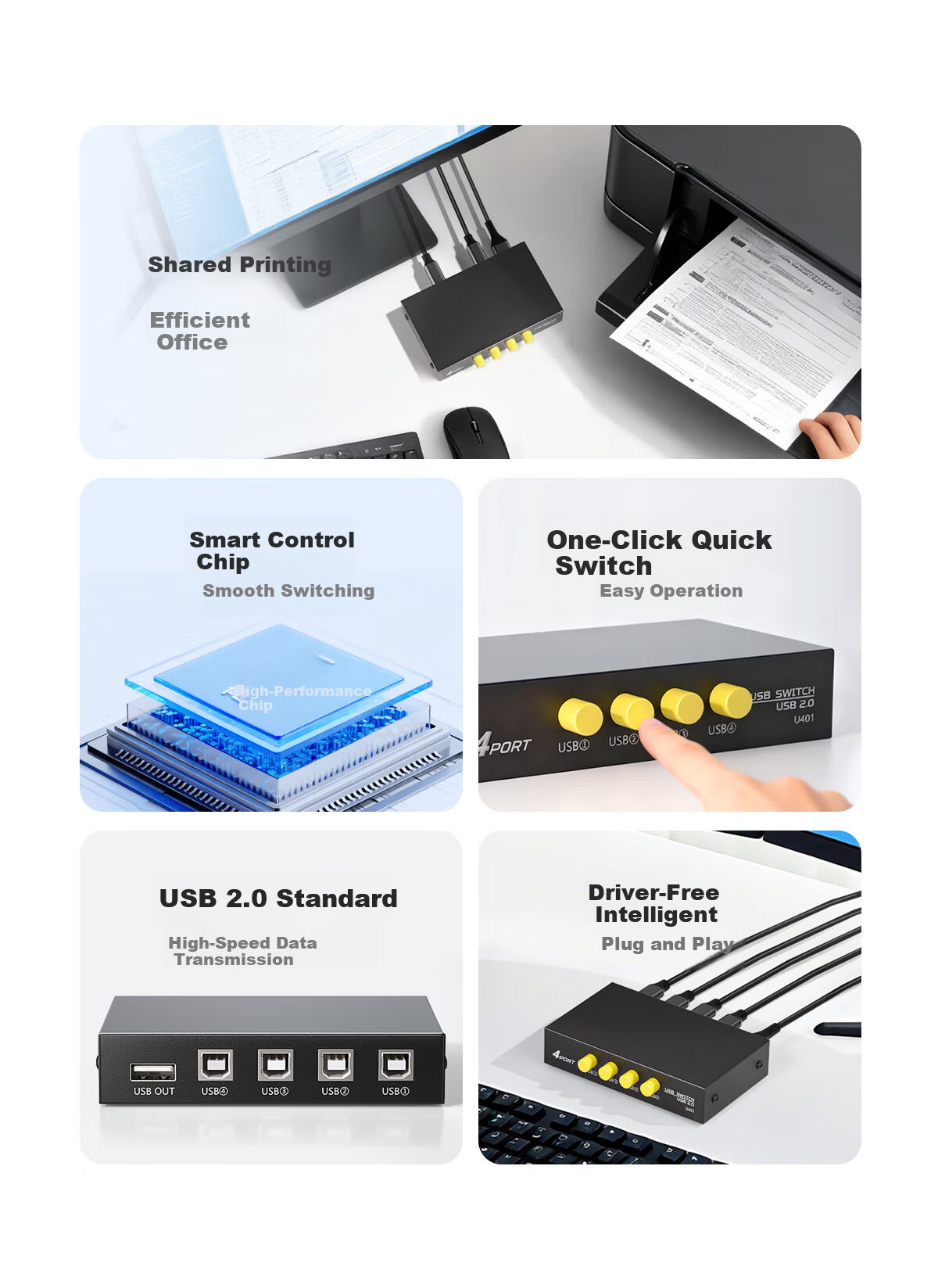 Color Printer Sharing Switch USB 2-in-1 Out Splitter Office Computer Converter Sharing Device 3