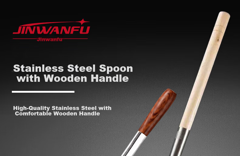 Jinwanfu Stainless Steel Commercial Cooking Wok Ladle Chef's Wooden Handle 8 Liang Hand Ladle 1 Piece 1