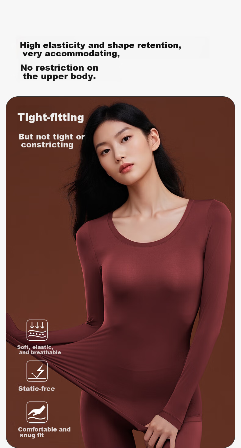 Herbal Original Skin Women's Thermal Underwear Set Autumn Top and Bottom Hyaluronic Acid Ultra-Thin Invisible Seamless Skin Care Shirt 8