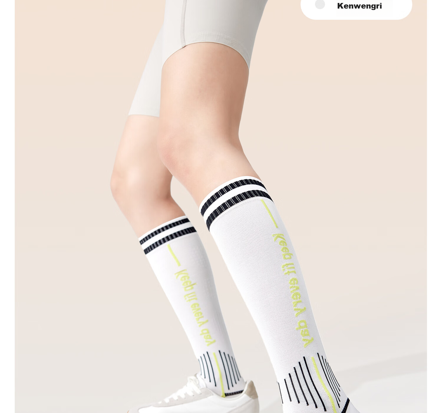 Yottoy Pressure Socks Calf Sleeves Non-Slip Running Sports Compression Socks Professional Women's Long Yoga Socks Bone Porcelain White 21