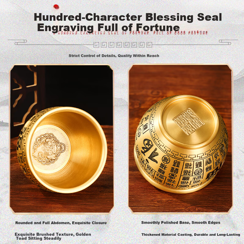 Original Craftsman Baifu Brass Rice Jar Copper Treasure Basin Wealth Copper Jar Refrigerator Ornament Office Fortune Decoration Gift