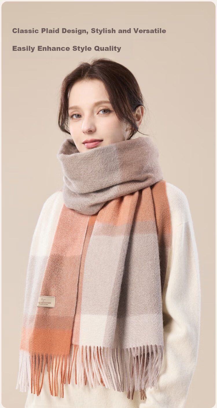 JIUMU 100% Cashmere Scarf for Women Warm Shawl Air Conditioning Cape Birthday Gift for Mom and Girls Gift Box Set 5