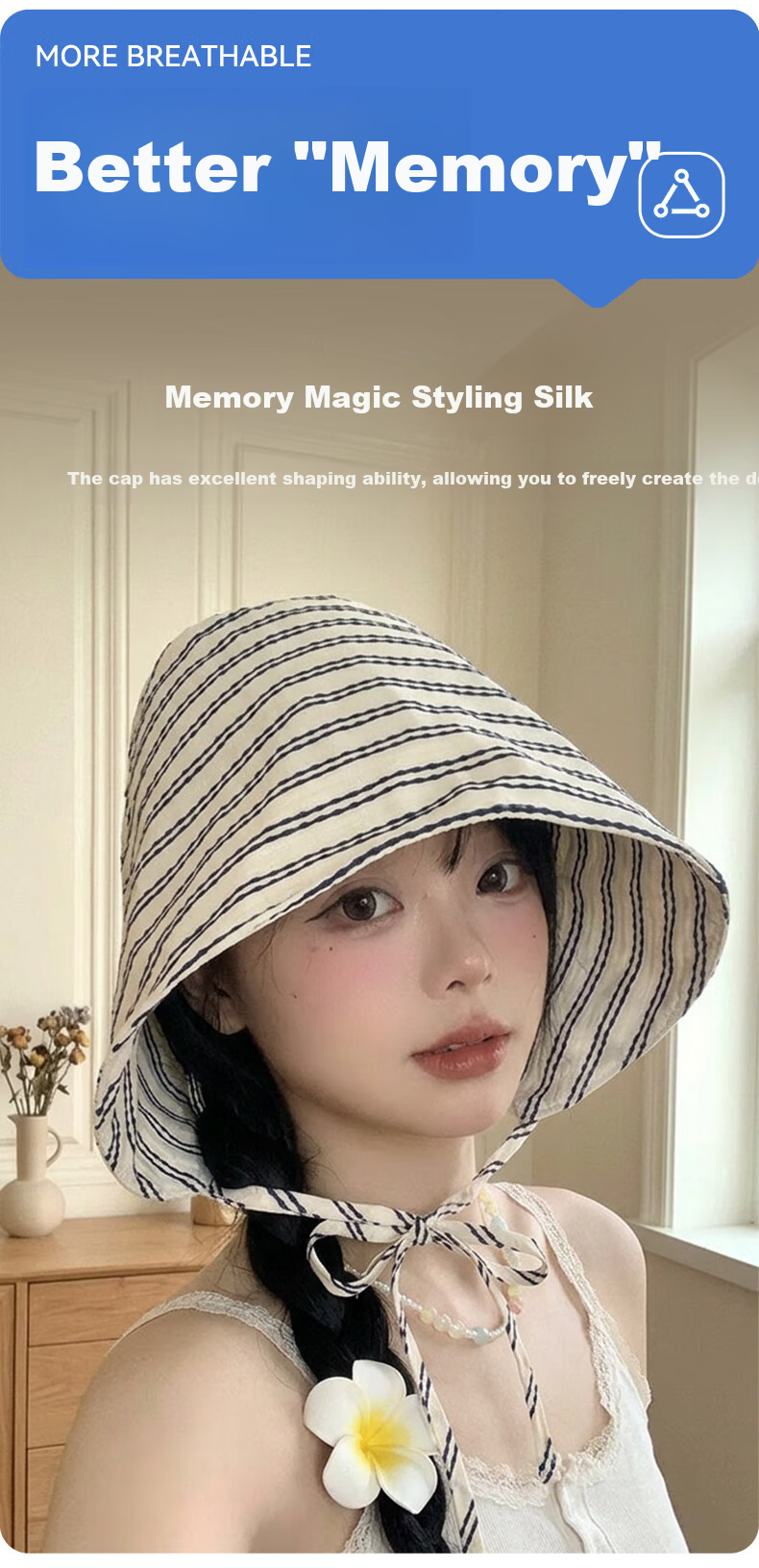 FitonTon Women's Summer Sun Protection Hat Striped UV Protection Outdoor Beach Sun Hat Travel Face Cover Hat 5