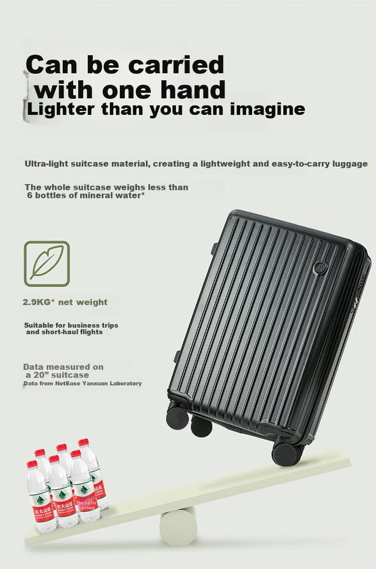 Wangyiyanxuan Lightweight Suitcase, Ultra-Light Thickened Wear-Resistant Zipper Trolley Case Luggage, Dark Shadow Gray, 26 Inches 5