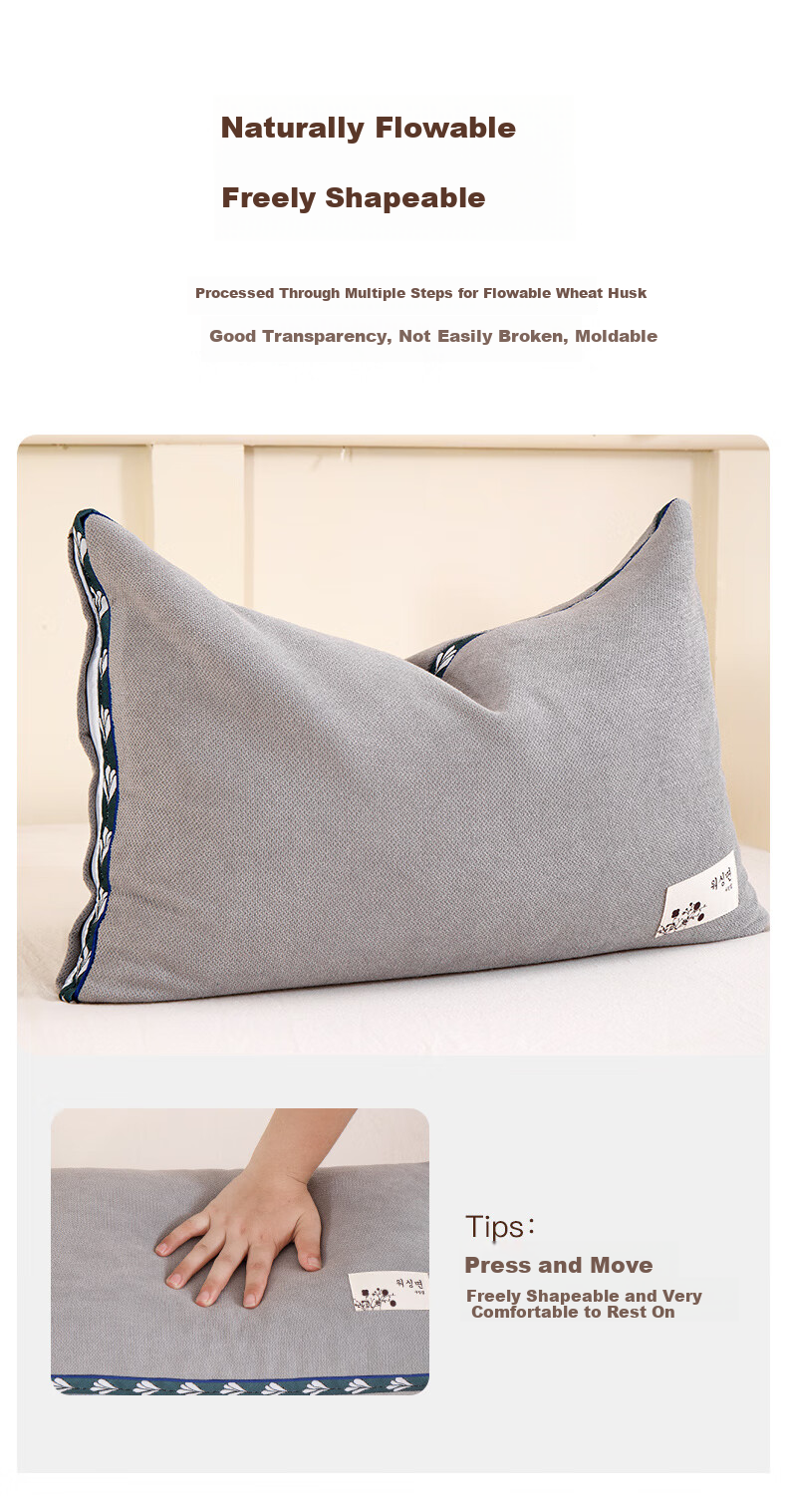 Crown Pure Cotton Buckwheat Pillow Neck Support Pillow Core 100% Buckwheat Hull Pillow Core Pillowcase Pillow Core Set of Two 9