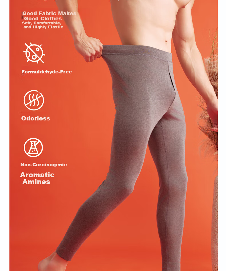 Yiershuang High Waist Warm Fleece-Lined Thick Thermal Pants Men's Autumn Winter Base Layer 8