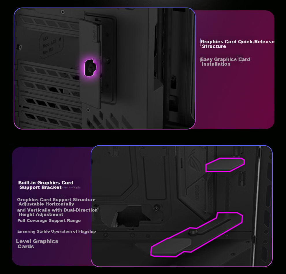 ASUS ROG Phantom Gaming Case Deluxe Edition Right-Angle Tempered Glass 9.2-Inch Display Module Rotatable Fan Bracket GR801 17