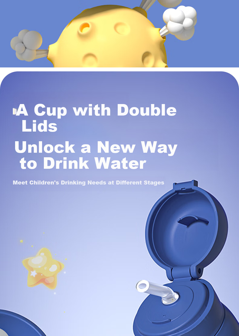 Milun Bear Kids Insulated Water Bottle Elementary School Student Water Cup High-Value Portable Straw Cup for Boys and Girls Kindergarten School Use 7