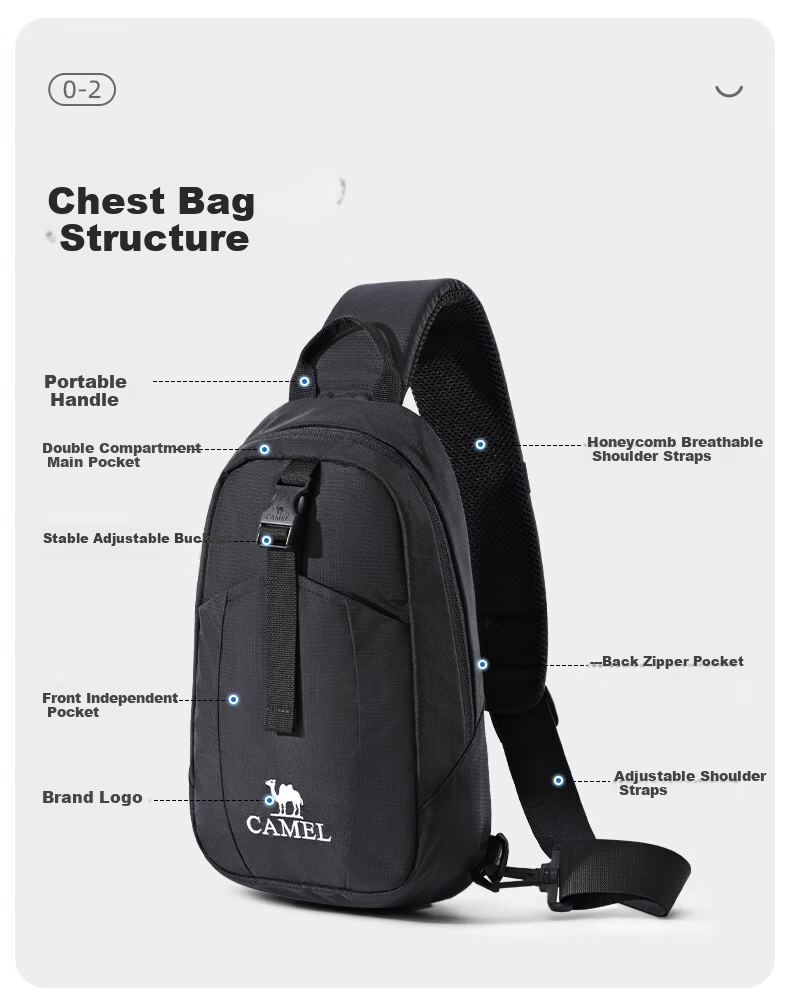 CAMEL Casual Chest Bag Portable Single Shoulder Crossbody Gym Small Cycling Backpack 575B635016 6