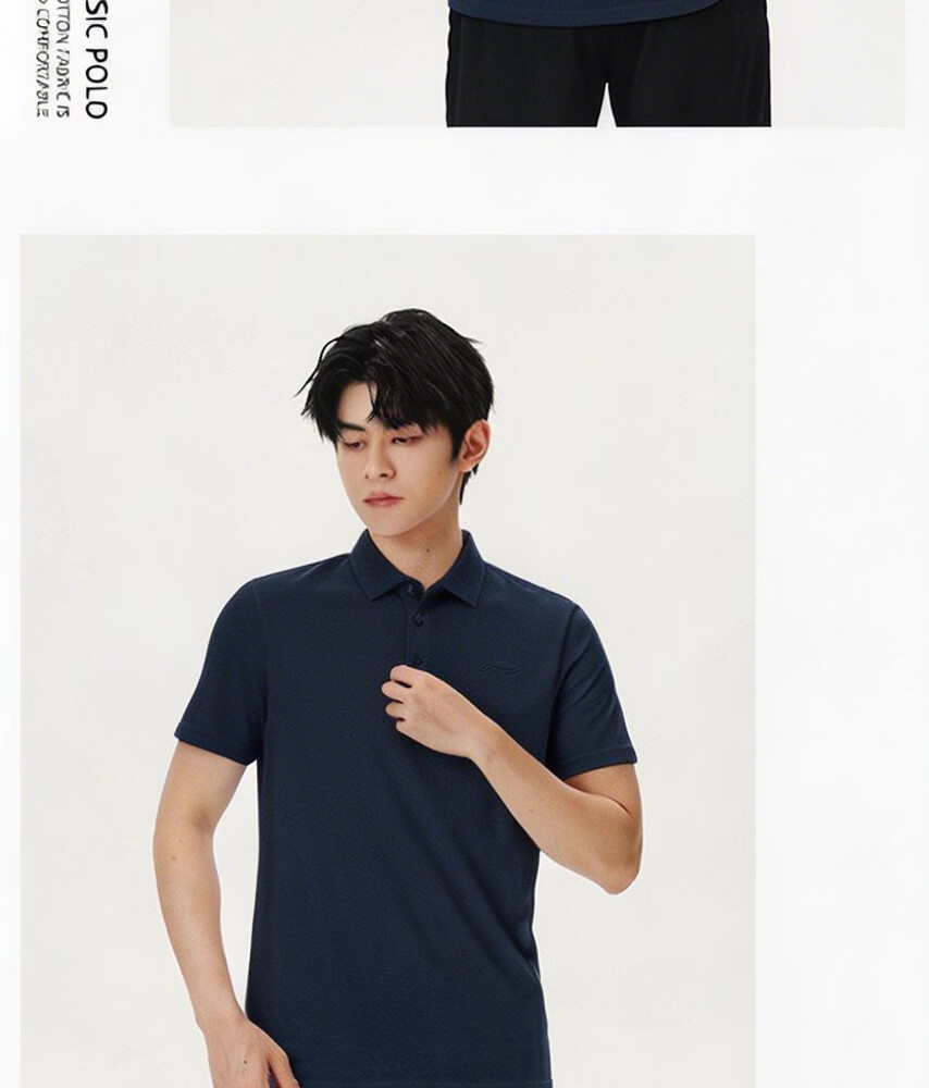 LI-NING Men's Polo Shirt Short Sleeve 2026 Summer New Cotton Breathable High-End Men's T-Shirt Sportswear 22