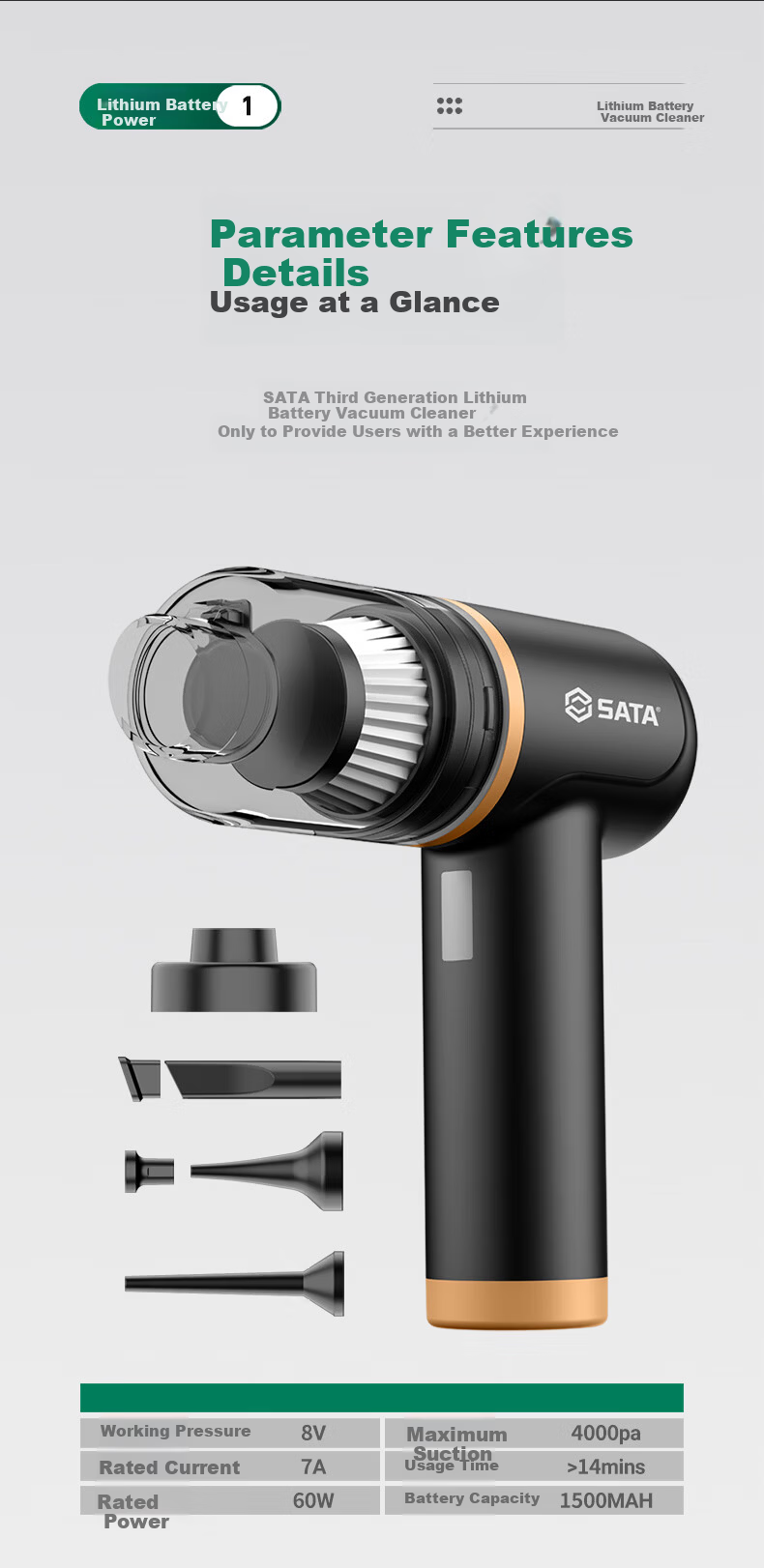 SATA Car Vacuum Cleaner Lithium Battery Handheld Mini Car Use High Suction Wireless Portable Vacuum Cleaner D05135 19