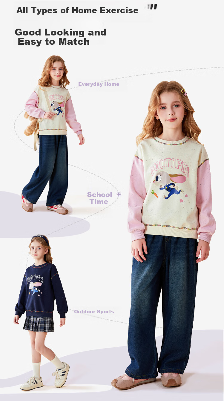 Disney Girls' Zootopia Sweatshirt Stylish Spring Pullover for Kids ZL160119 Navy Blue Size 140 4