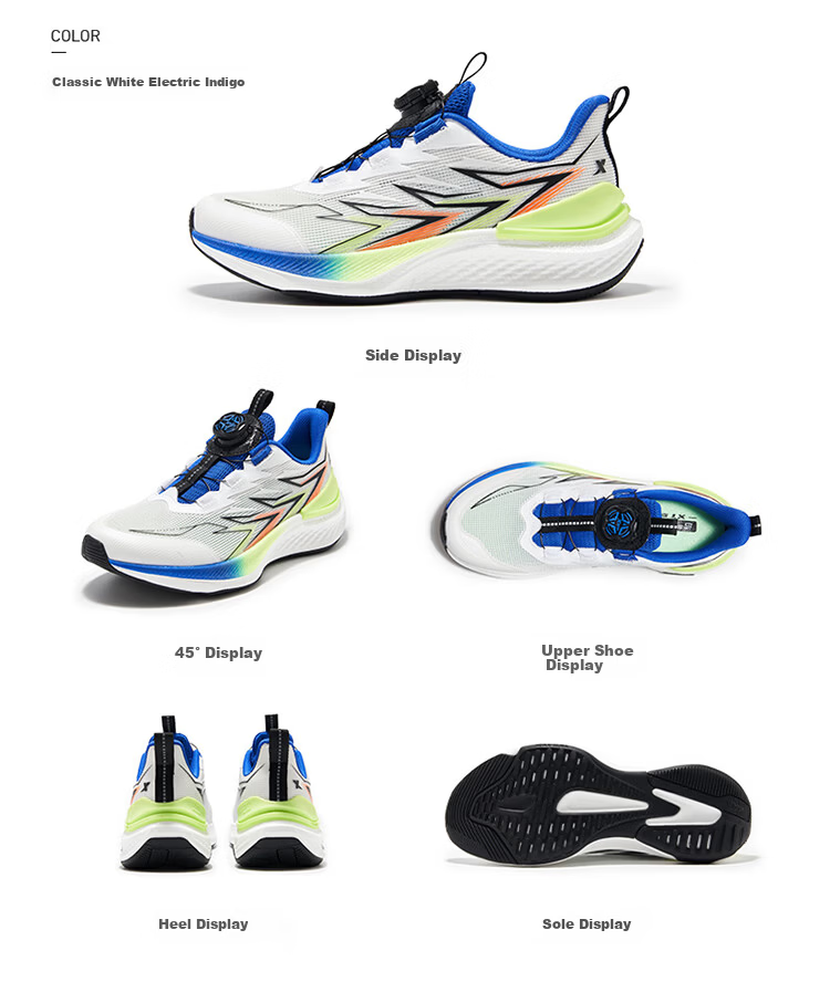 XTEP Youth Rapid Boys' Technology Lightweight High Rebound Sports Running Shoes Classic White/Warm Orange/Acid Green Size 38 37