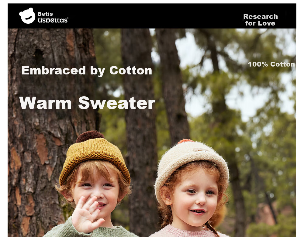 Betis Kids Sweater Knitwear Boys Girls Pure Cotton Warm Cartoon Fun New Spring Autumn Baby Top 2