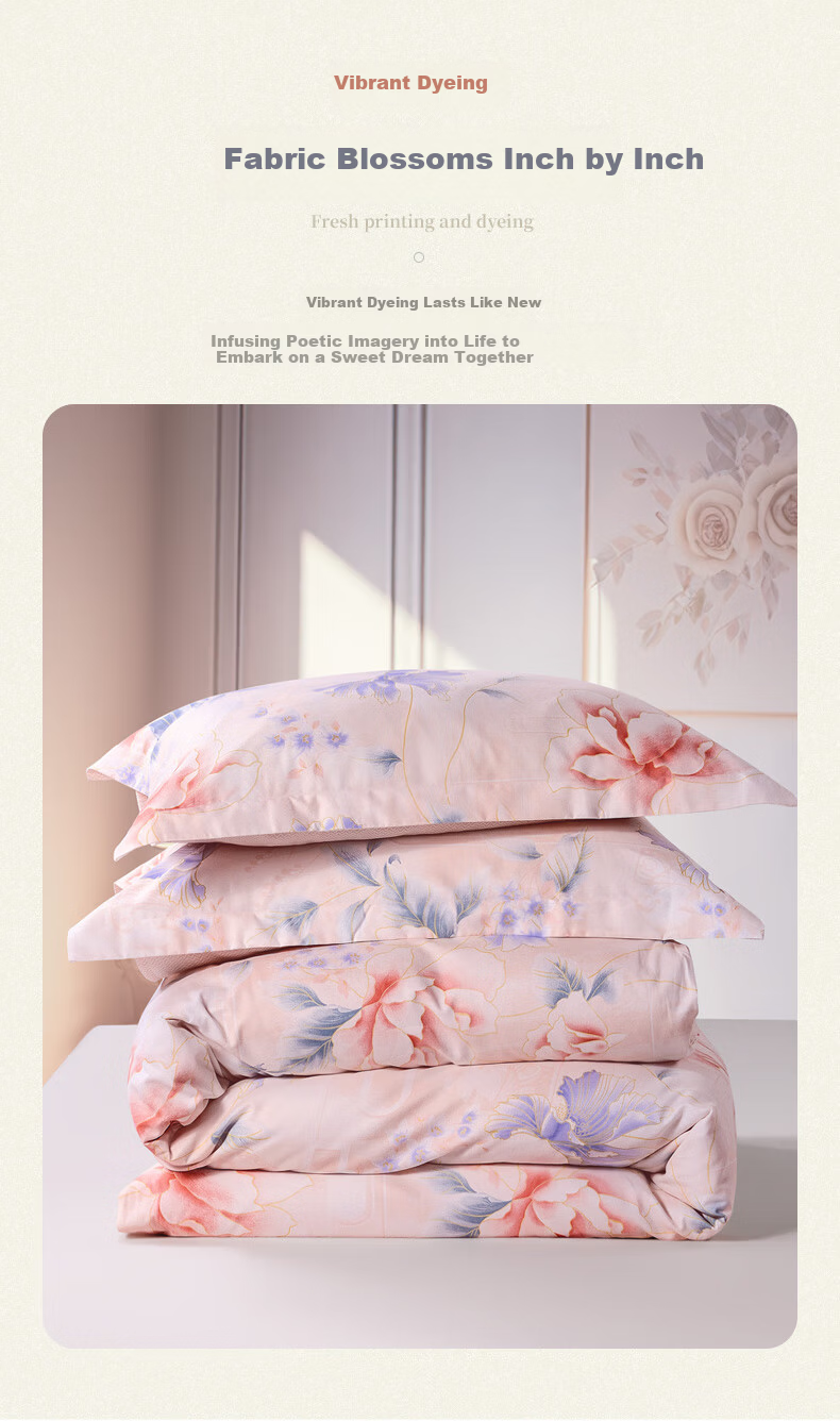 FUANNA Four-Piece Set, All-Cotton Brushed Class A Bedding, 60s Xinjiang Long-Staple Cotton Thickened Bedding, Single/double Size 203*229cm 8