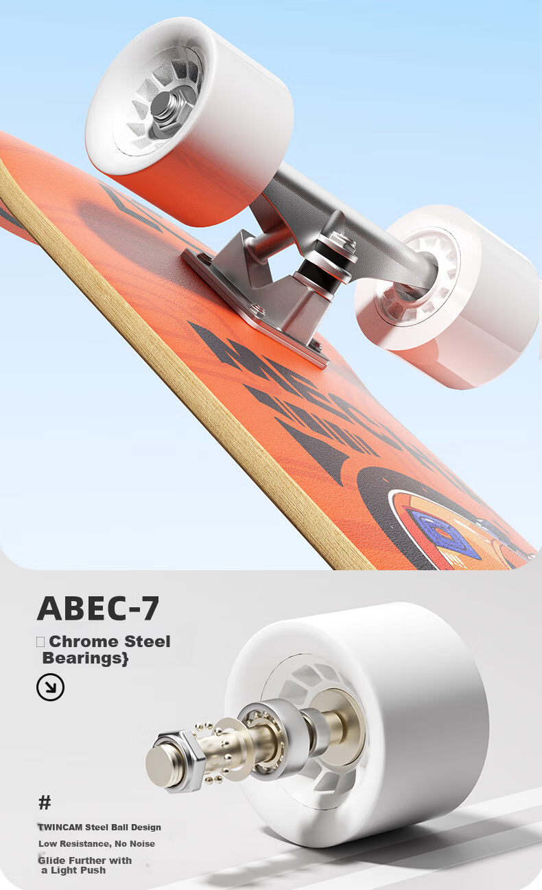 XTEP Kids Beginner Professional Skateboard Double Kick Street Skateboard for Teens 4