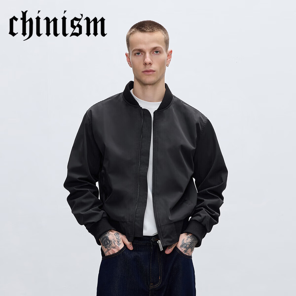CHINISM Men's Vintage MA1 Flight Jacket Spring Autumn Breathable Casual American Baseball Jacket