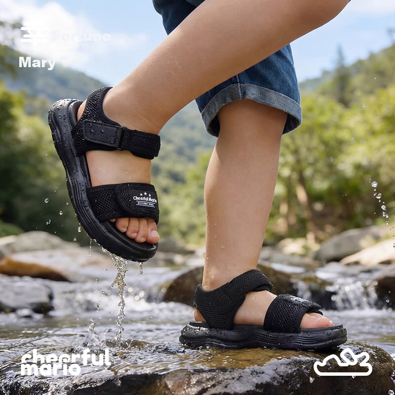 Cheerful Mario Kids Sandals Girls Summer 2026 New Baby Non-Slip Closed-Toe Toddler Boys Outdoor Beach Shoes 1-3 Years
