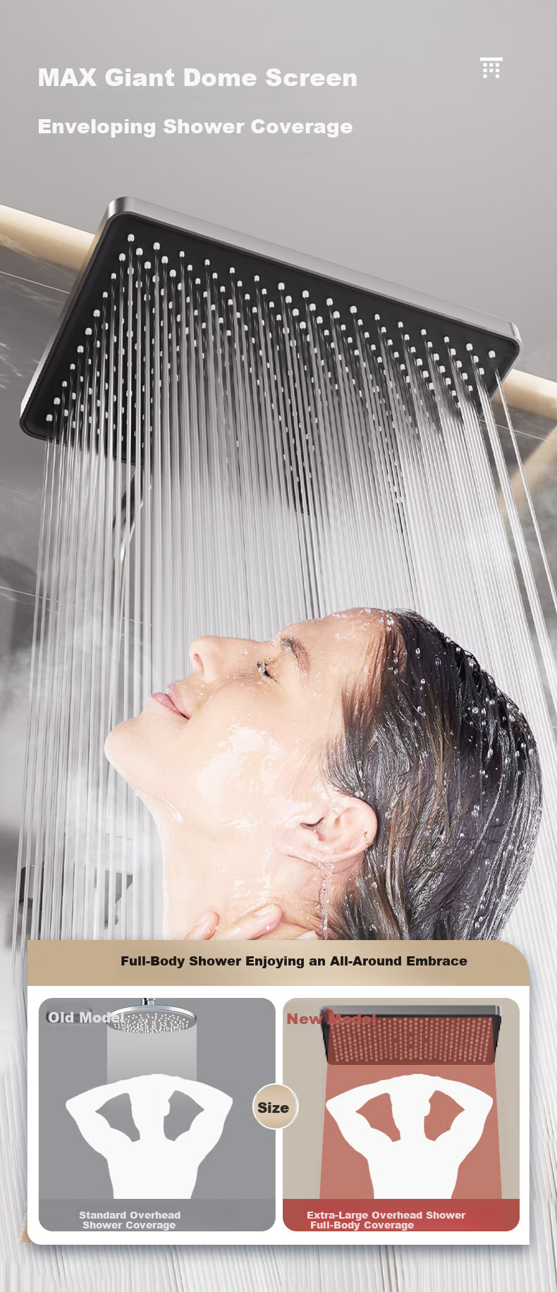 Jingmi Premium Shower Set Brass Gunmetal Shower Head Full Home Pressurized Bathroom Shower System 8