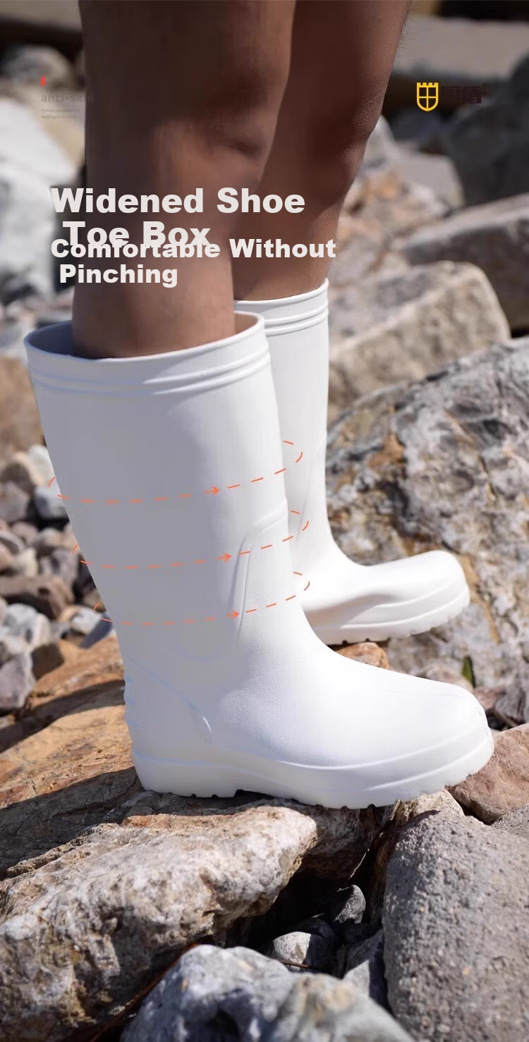 Chudun High Tube EVA Non-Slip Waterproof Rain Boots Lightweight Kitchen Work Shoes Black Size 44/45 4