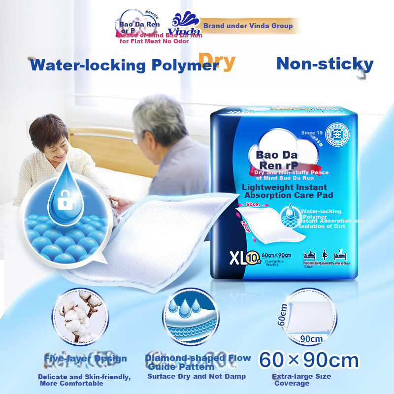 Dr.P Ultra-Thin Care Pads XL 100pcs (Size: 60*90cm) Baby Maternity Bed Pads Elderly Incontinence Pads