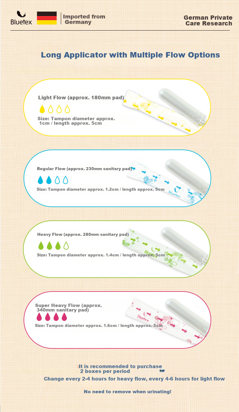 Bluetex Tampons Long Applicator Light Flow 12pcs Internal Sanitary Pads Menstrual Swimming Special JD Self-operated 7