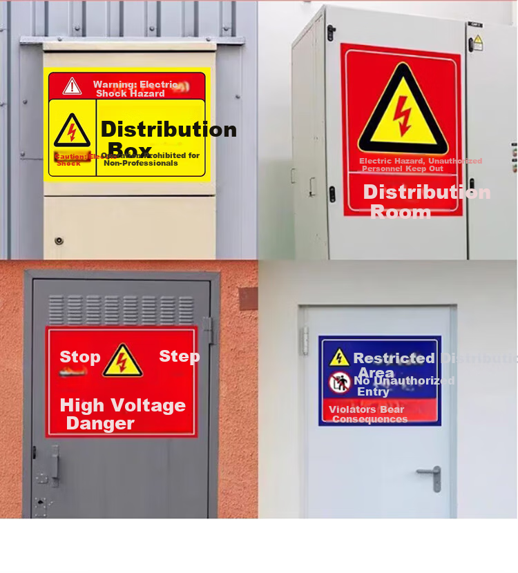 Yiju Changning Medium Distribution Box Label PVC Safety Warning Electric Hazard Sign 20x30cm 5-Pack 1