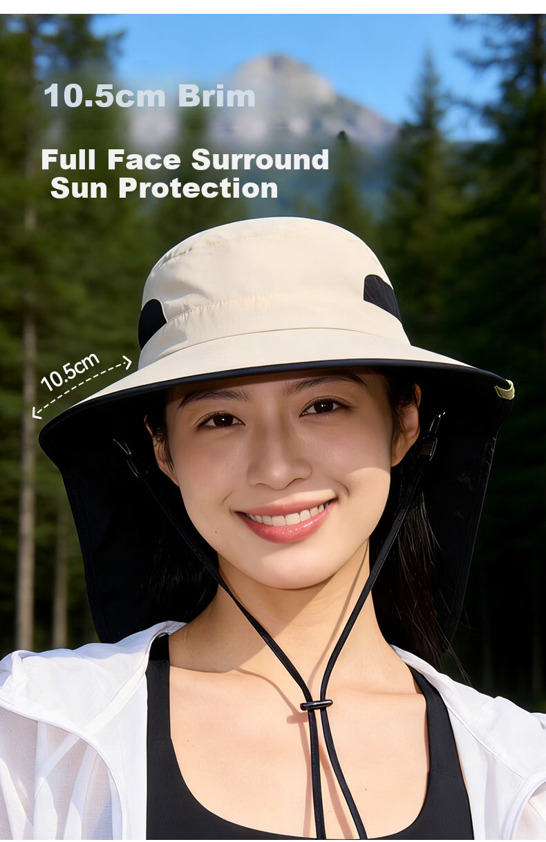 KELME Sun Protection Bucket Hat Summer Hiking Fishing Cap with Neck Flap Unisex Large Brim Sun Hat 3
