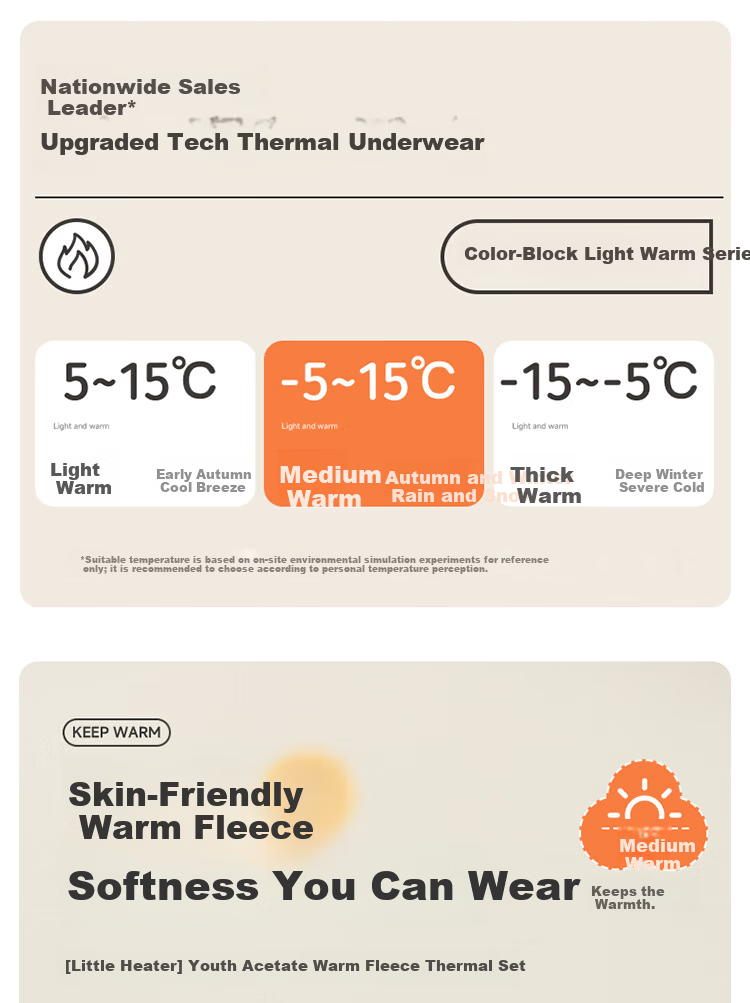 Me feeling Teen Antibacterial Anti-Mite Goat Cashmere Colorblock Raglan Thermal Underwear Set for Boys and Girls 1