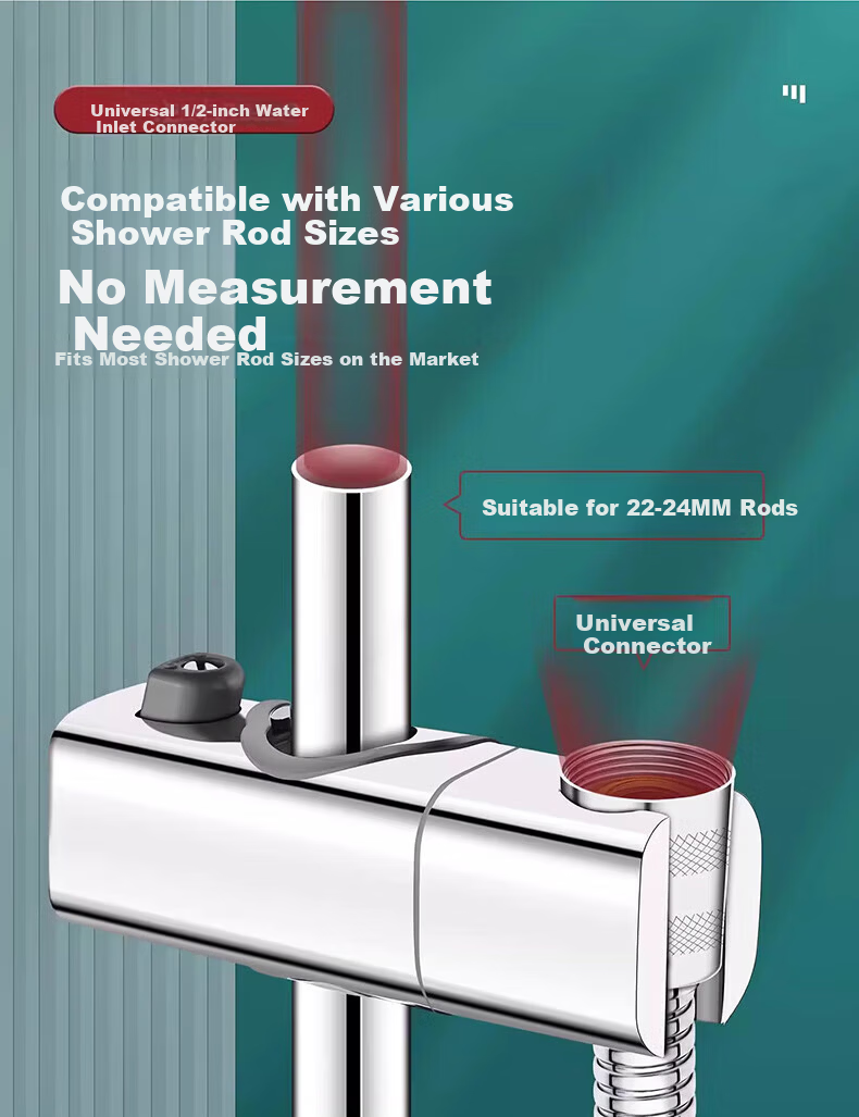 WUZORY [Germany] Pressurized Shower Head Holder, No-Drill Clip Fixed Sliding Bracket W121 10