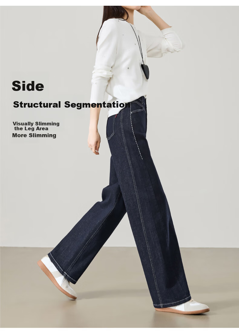 ESE-Y Women's Straight-Leg Denim Jeans 2026 Spring New Slimming Wide-Leg Pants Black Gold 26 8