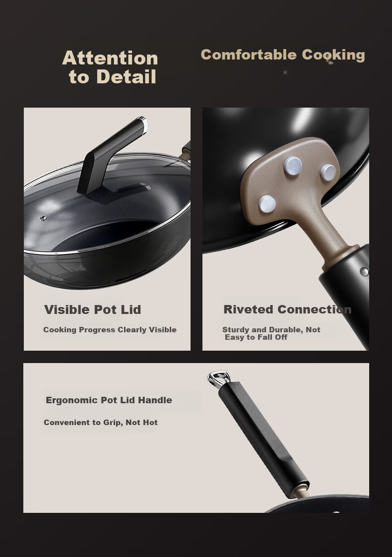 Royalstar Ceramic Non-Stick Stir-Fry Pan Lightweight Titanium Cooking Wok Low Oil Smoke Compatible with Induction and Gas Stoves 30CM 18