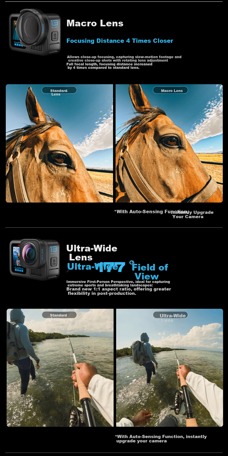 GOPRO HERO13 Black Sports Camera Official All-in-One Lens Kit [Camera + Wide-Angle Lens + Macro Lens + Cinema Lens + Filter Set + Hard Case] 4