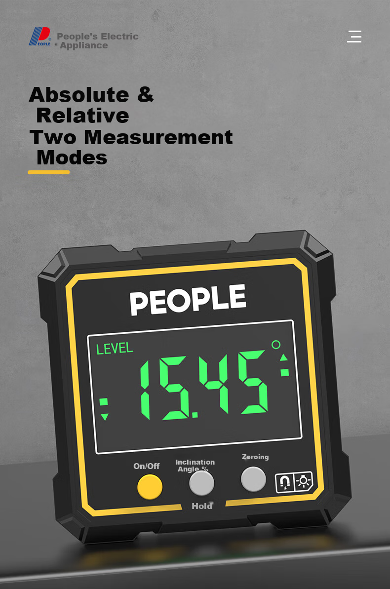 People's Digital Inclinometer Box Electronic Digital Level with Magnetic Angle Meter Slope Gradient Ruler RE-DIM032S 5