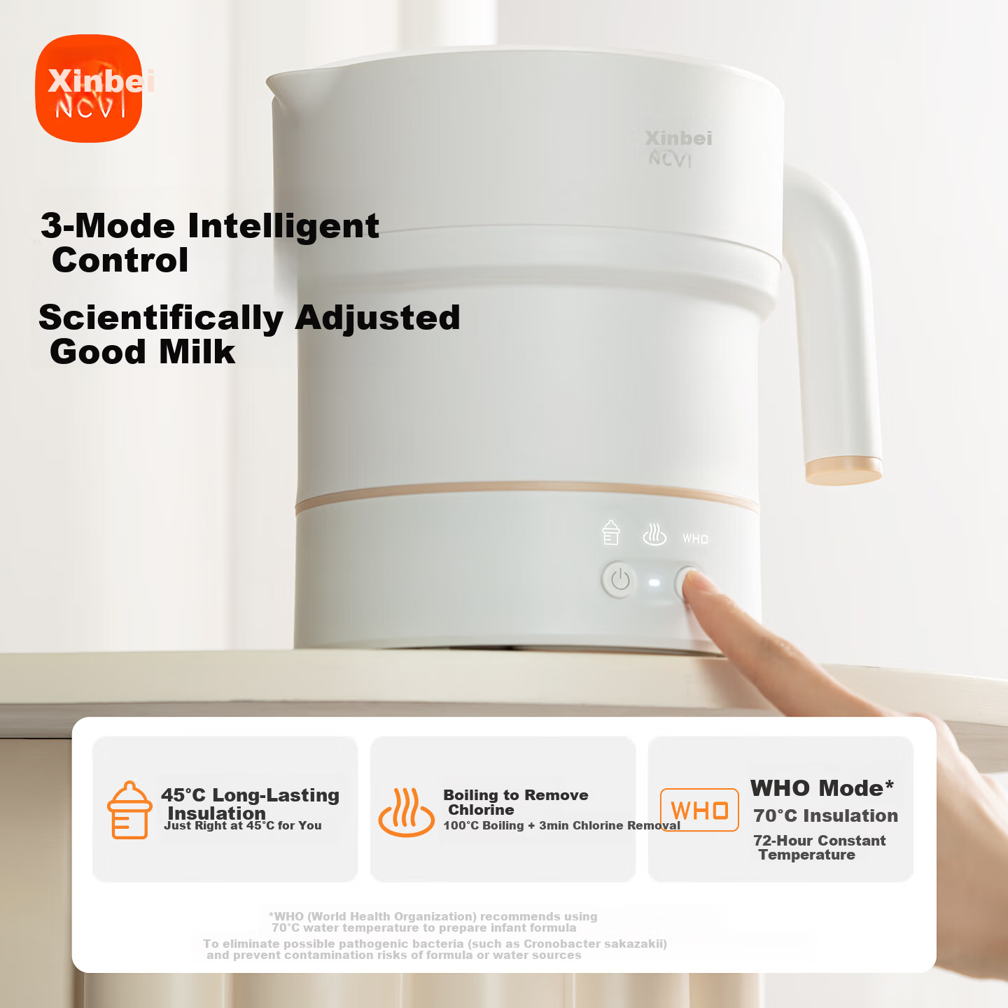 Xinbei Thermostatic Kettle Portable Foldable Baby Milk Warmer Milk Temperature Controller Water Boiler Health Kettle