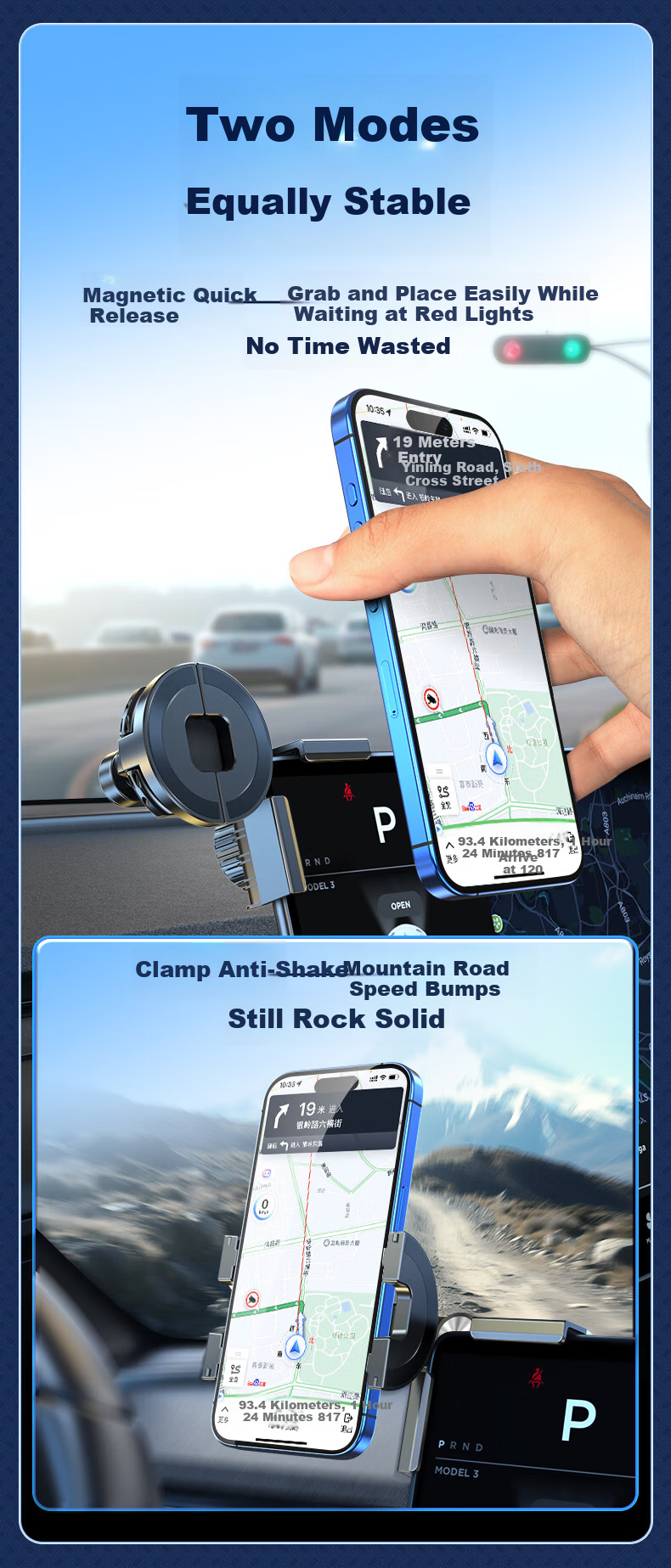Stiger Magnetic Car Phone Holder for Central Control Screen, Dedicated Display Screen Navigation Mount Compatible with Tesla 4