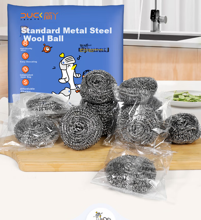 Jianya Large Stainless Steel Wire Scrubber 18g Rust Removal Metal Steel Wool 28-Pack Kitchen Dishwashing Durable Wire Balls 10